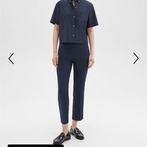 Theory High Waisted Slim Crop in Oxford Wool